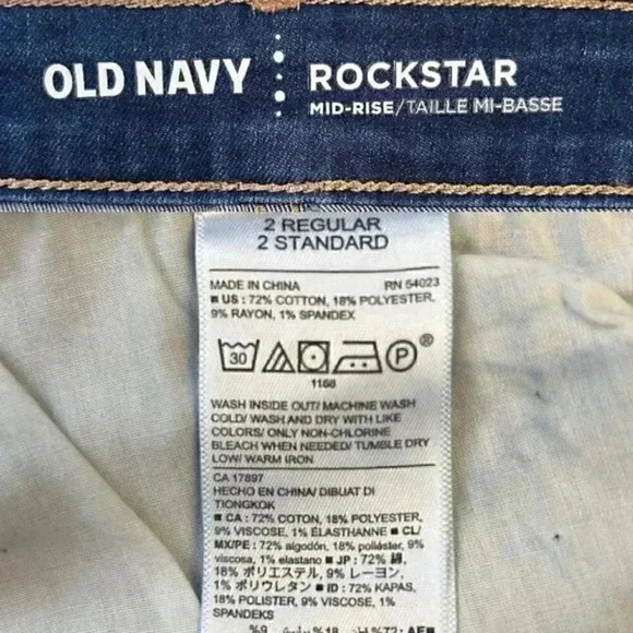 Old Navy Rockstar Skinny Jeans Distressed Denim Mid  Rise Blue Size 2/26 - Picture 12 of 16